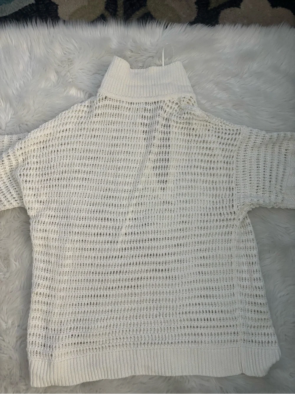 Max Studio Open-Knit V-Neck Pullover Sweater - Ivory